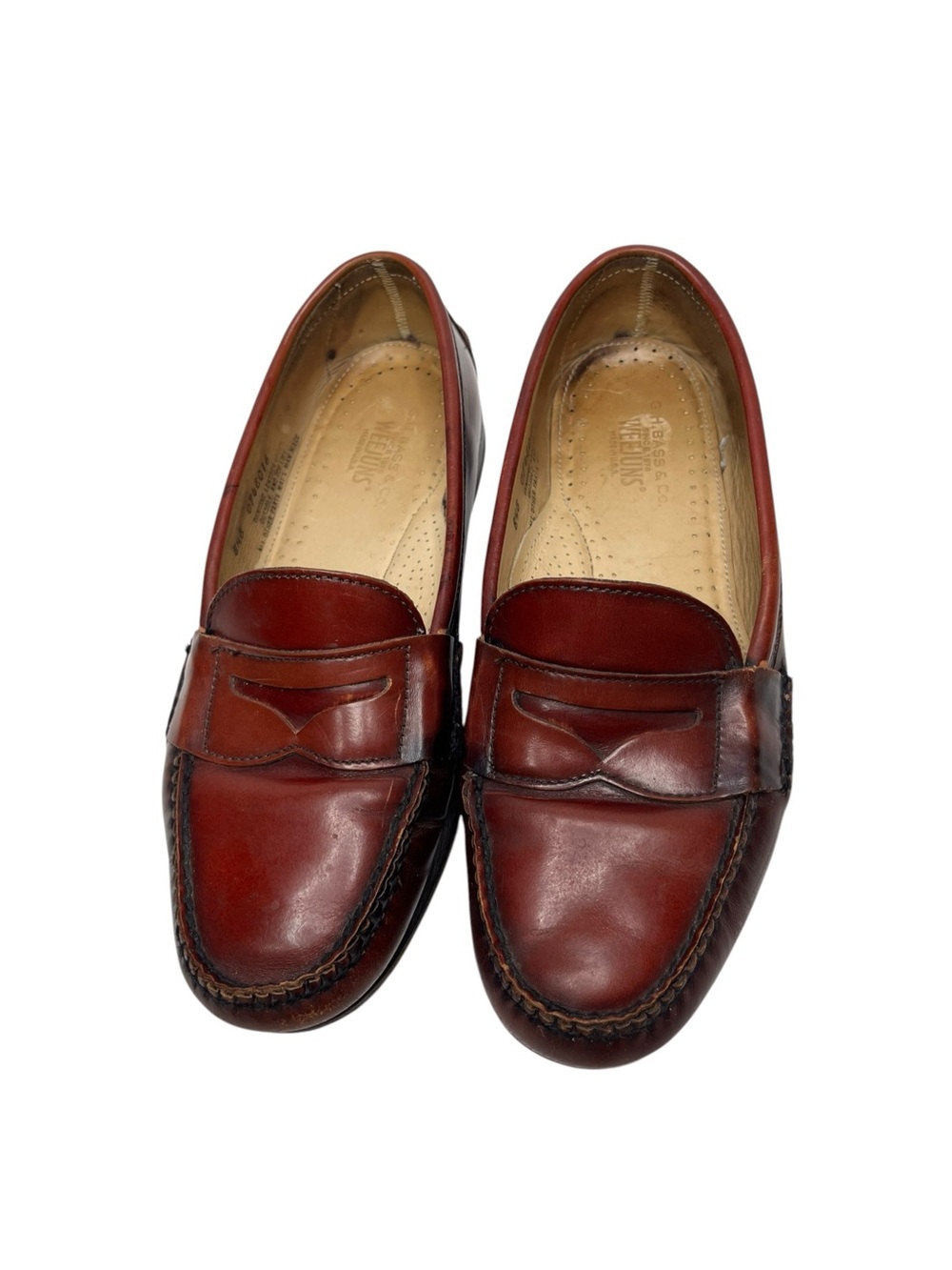 G.H. BASS & CO Weejuns Penny Loafers Burgundy Leather Size 8.5 E (Wide)